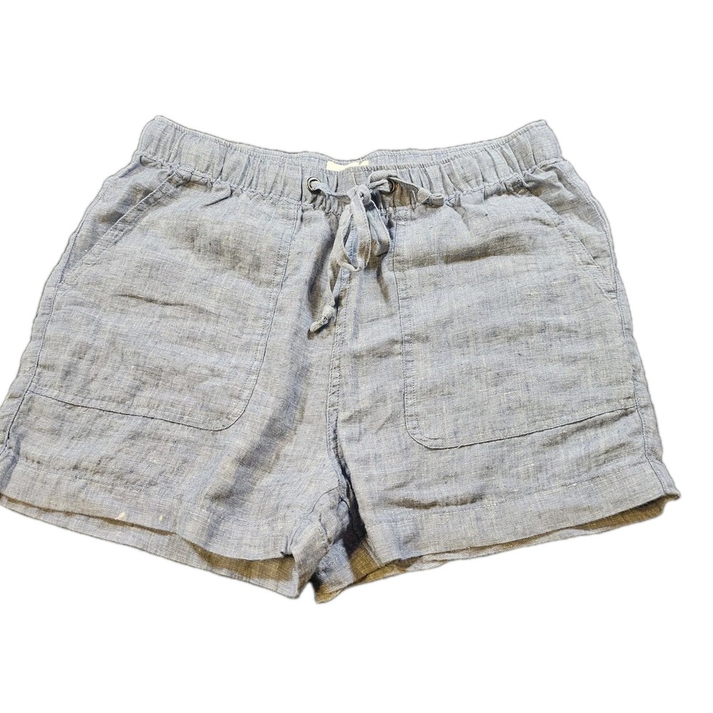 C & C California 100% Linen Shorts Blue SZ S Womens Boho Comfy Everyday Wear
